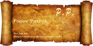 Popov Patrik névjegykártya